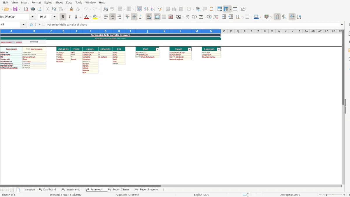 Screenshot 3: Inserimento tab - Excel template foglio excel tracciamento attivita