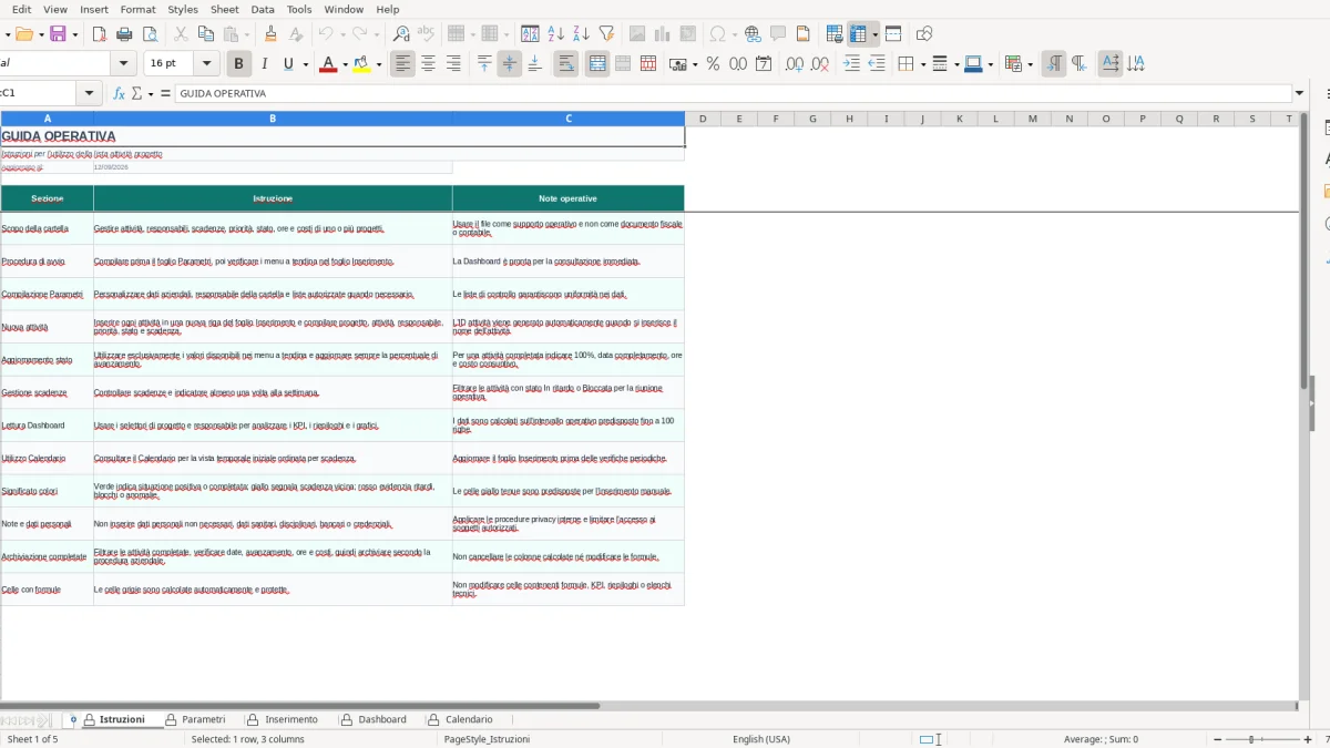 Screenshot 3: Inserimento tab - Excel template lista attivita progetto excel