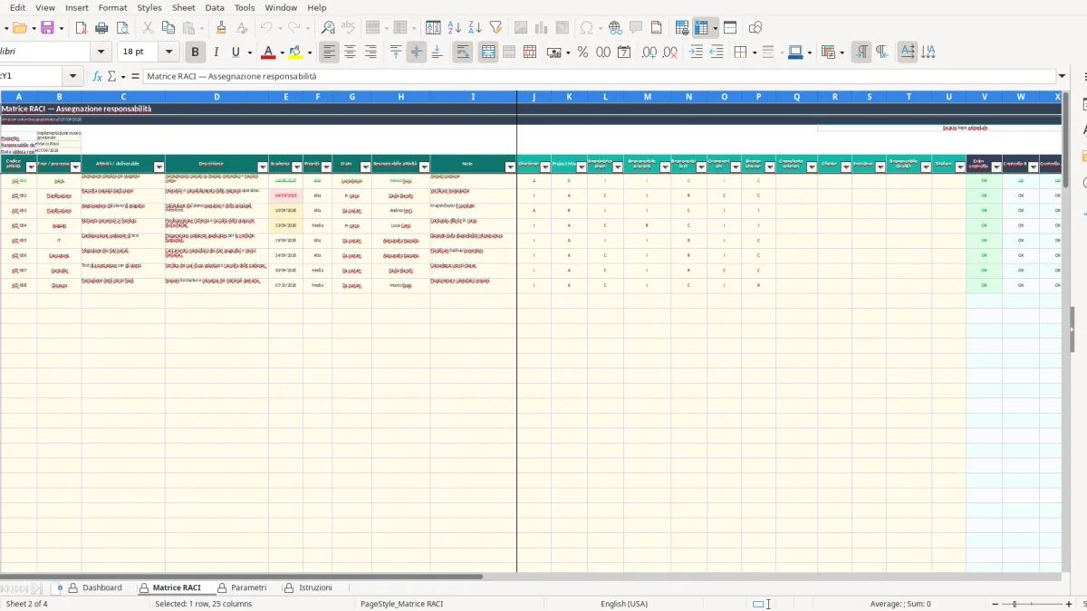 Screenshot 2: Matrice RACI tab - Excel template matrice RACI excel