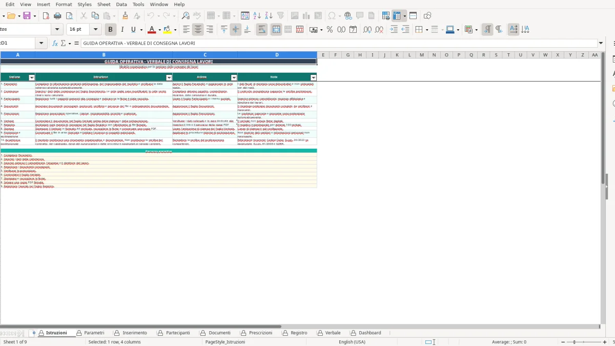 Screenshot 3: Inserimento tab - Excel template modello verbale consegna lavori excel