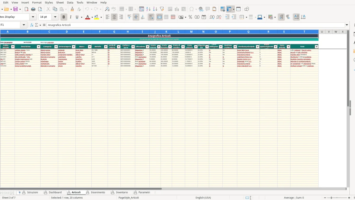 Screenshot 2: Dashboard tab - Excel template inventario magazzino excel